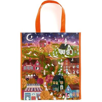 Galison Joy Laforme Spooky Village Reusable Shopping Bag - Publicité Galison Joy Laforme Spooky Village Reusable Shopping Bag - Publicité