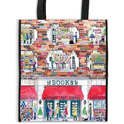 Galison Michael Storrings A Day at the Bookstore Reusable Tote - Publicité Galison Michael Storrings A Day at the Bookstore Reusable Tote - Publicité