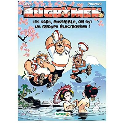 Les Rugbymen tome 10 Grand Format Jeu Rugby 15 offert: Les gars, ensemble, on est un groupe electrogene ! - Publicité Les Rugbymen tome 10 Grand Format Jeu Rugby 15 offert: Les gars, ensemble, on est un groupe electrogene ! - Publicité