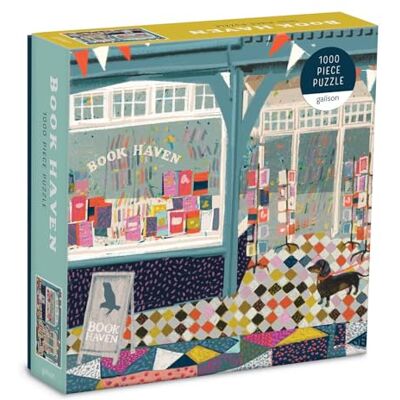 Galison 9780735368583 Book Haven 1000 Piece Puzzle in Square Box - Publicité Galison 9780735368583 Book Haven 1000 Piece Puzzle in Square Box - Publicité