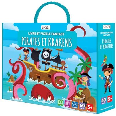 AA.VV. Livre et puzzle fantasy Pirates et krakens - Publicité AA.VV. Livre et puzzle fantasy Pirates et krakens - Publicité