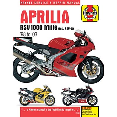 Haynes Aprilia RSV 1000 Mille, Including RSV-R '98 to '03: Service and Repair Manual, Models Covered Aprilia Rsv Mille, 1998 to 2003, Aprilia Rsv Mille R, 1999 to 2003 - Publicité Haynes Aprilia RSV 1000 Mille, Including RSV-R '98 to '03: Service and Repair Manual, Models Covered Aprilia Rsv Mille, 1998 to 2003, Aprilia Rsv Mille R, 1999 to 2003 - Publicité