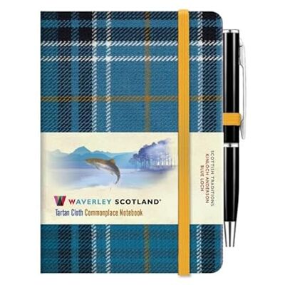 Scotland, Waverley Waverley Blue Loch Tartan cloth mini notebook with pen: Waverley Scotland Tartan Commonplace Notebooks - Publicité Scotland, Waverley Waverley Blue Loch Tartan cloth mini notebook with pen: Waverley Scotland Tartan Commonplace Notebooks - Publicité