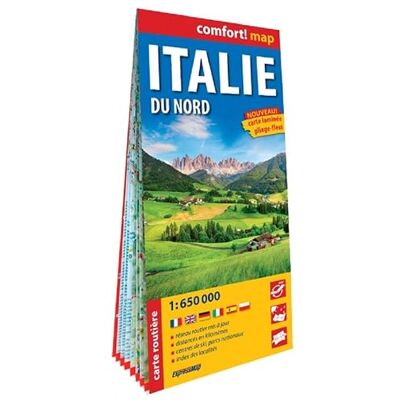 Italie du Nord 1/650.000 (carte grand format laminée) - Publicité Italie du Nord 1/650.000 (carte grand format laminée) - Publicité