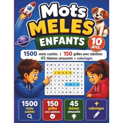 de Henry, Les mots mélés Mots Mêlés Enfants 10 ans: 1500 Mots cachés pour améliorer la mémoire de vos enfants dès 10 ans 150 grilles avec solutions 45 thème images à colorier pour chaque thème - Publicité de Henry, Les mots mélés Mots Mêlés Enfants 10 ans: 1500 Mots cachés pour améliorer la mémoire de vos enfants dès 10 ans 150 grilles avec solutions 45 thème images à colorier pour chaque thème - Publicité