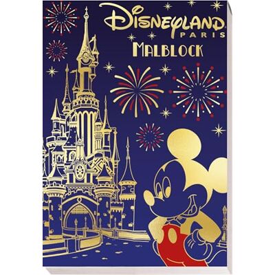 Disney: Disneyland Paris Malblock: Malblock mit Goldfolienprägung und Perforation - Publicité Disney: Disneyland Paris Malblock: Malblock mit Goldfolienprägung und Perforation - Publicité