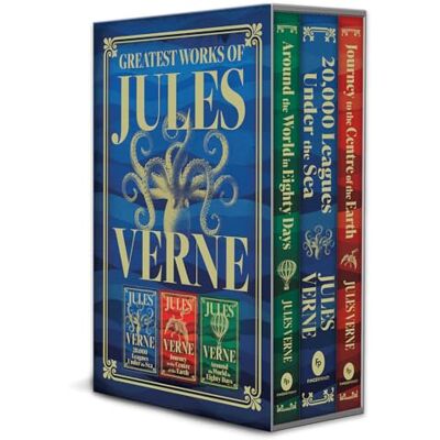 Verne, Jules Greatest Works of Jules Verne: 20,000 Leagues Under the Sea, Journey to the Centre of the Earth, Around the World in Eighty Days (Deluxe Hardbound Edition Boxed Set) - Publicité Verne, Jules Greatest Works of Jules Verne: 20,000 Leagues Under the Sea, Journey to the Centre of the Earth, Around the World in Eighty Days (Deluxe Hardbound Edition Boxed Set) - Publicité