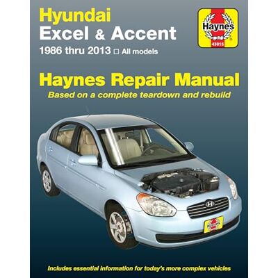 Haynes Hundai Excel & Accent Automotive Repair Manual: 1986 Thru 2013 All Models - Publicité Haynes Hundai Excel & Accent Automotive Repair Manual: 1986 Thru 2013 All Models - Publicité