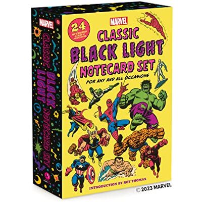 Marvel Entertainment Marvel Classic Black Light Notecard Set: 24 Oversized Cards + Envelopes for Any and All Occasions - Publicité Marvel Entertainment Marvel Classic Black Light Notecard Set: 24 Oversized Cards + Envelopes for Any and All Occasions - Publicité