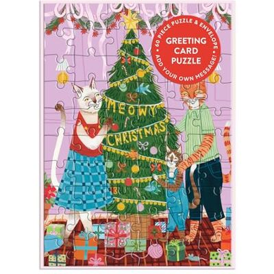 Galison Meowy Christmas Greeting Card Puzzle - Publicité Galison Meowy Christmas Greeting Card Puzzle - Publicité