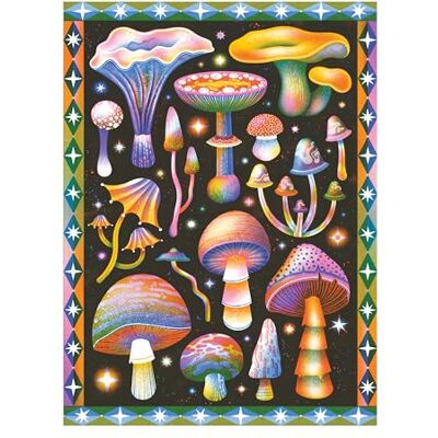 Galison Cosmic Mushrooms 1000 Piece Puzzle - Publicité Galison Cosmic Mushrooms 1000 Piece Puzzle - Publicité