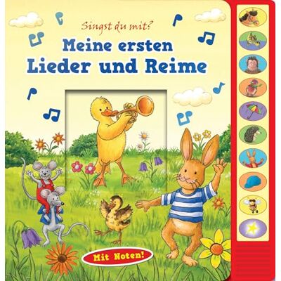 Dissmann, Axel Meine ersten Lieder und Reime Pappbilderbuch zum Vorlesen Liederbuch mit 10 Melodien - Publicité Dissmann, Axel Meine ersten Lieder und Reime Pappbilderbuch zum Vorlesen Liederbuch mit 10 Melodien - Publicité