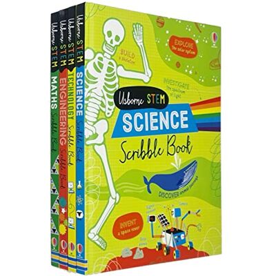 Usborne Stem Series 4 Books Collection Set Science Scribble Book, Technology Scribble Book, Engineering Scribble Book, Maths Scribble Book - Publicité Usborne Stem Series 4 Books Collection Set Science Scribble Book, Technology Scribble Book, Engineering Scribble Book, Maths Scribble Book - Publicité