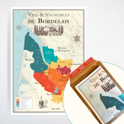 Carte des Vins de Bordeaux et Vignobles du Bordelais Affiche A2 - Publicité Carte des Vins de Bordeaux et Vignobles du Bordelais Affiche A2 - Publicité