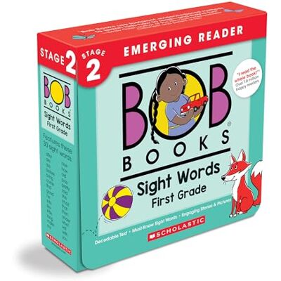 Kertell, Lynn Maslen Bob Books Sight Words First Grade Box Set of 10 Paperbacks Decodable Phonics Books, Ages 4 and up, First Grade, Flashcards (Stage 2: Emerging Reader) - Publicité Kertell, Lynn Maslen Bob Books Sight Words First Grade Box Set of 10 Paperbacks Decodable Phonics Books, Ages 4 and up, First Grade, Flashcards (Stage 2: Emerging Reader) - Publicité