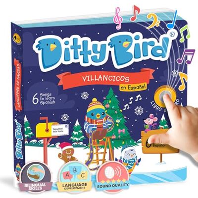 DITTY BIRD Villancicos en Español Livre Sonore Musical avec 6 Chansons de Noël en Espagnol USB-C Rechargeable Libres musicaux pour Bébés et Tout-Petits - Publicité DITTY BIRD Villancicos en Español Livre Sonore Musical avec 6 Chansons de Noël en Espagnol USB-C Rechargeable Libres musicaux pour Bébés et Tout-Petits - Publicité