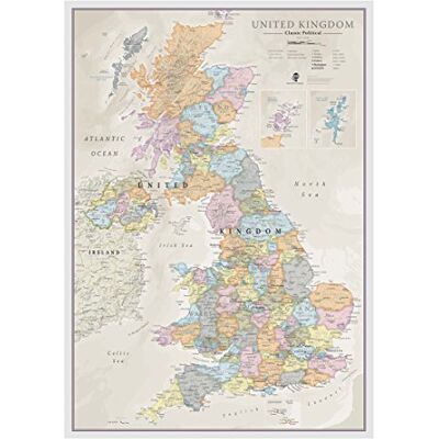 Maps International United Kingdom political classic wallmap - Publicité Maps International United Kingdom political classic wallmap - Publicité