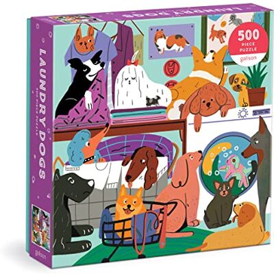 Galison 9780735374874 Laundry Dogs Jigsaw Puzzle, Multicoloured, 500 Pieces - Publicité Galison 9780735374874 Laundry Dogs Jigsaw Puzzle, Multicoloured, 500 Pieces - Publicité