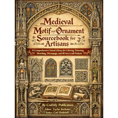 Publication, Craftify Medieval Motif and Ornament Sourcebook for Artisans:: A Comprehensive Visual Library for Coloring, Tattooing, Sketching, Decoupage, and All Art & Craft Projects - Publicité Publication, Craftify Medieval Motif and Ornament Sourcebook for Artisans:: A Comprehensive Visual Library for Coloring, Tattooing, Sketching, Decoupage, and All Art & Craft Projects - Publicité