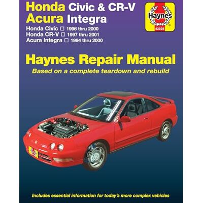 Haynes Honda Civic & CR-V Acura Integra: Honda Civic 1996 thru 2000 Honda CR-V 1997-2001 Acura Integra 1994 thru 2000 - Publicité Haynes Honda Civic & CR-V Acura Integra: Honda Civic 1996 thru 2000 Honda CR-V 1997-2001 Acura Integra 1994 thru 2000 - Publicité