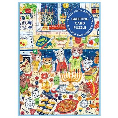 Galison Happy Hanukcats Greeting Card Puzzle - Publicité Galison Happy Hanukcats Greeting Card Puzzle - Publicité
