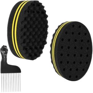 NUOOO Brosse Éponge à Cheveux Petits Trous Eponge Afro Twist Curl 2 Pièces avec 1 Peigne en Métal - Publicité NUOOO Brosse Éponge à Cheveux Petits Trous Eponge Afro Twist Curl 2 Pièces avec 1 Peigne en Métal - Publicité