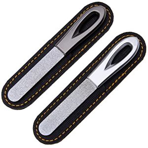 YINETTECH 2pcs Limes à Ongles Double Face 180 Grits Metal Manucure Files avec Étui en Cuir PU Meulage Facile pour Ongles Naturels Hommes Femme Salon Maison Voyage - Publicité YINETTECH 2pcs Limes à Ongles Double Face 180 Grits Metal Manucure Files avec Étui en Cuir PU Meulage Facile pour Ongles Naturels Hommes Femme Salon Maison Voyage - Publicité