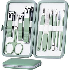 HANTEKAS Ensemble de manucure 10 en 1 en acier inoxydable, coupe-ongles, ciseaux, outils de pédicure Trousse de toilette portable pour hommes et femmes avec étui en cuir (vert jade) - Publicité HANTEKAS Ensemble de manucure 10 en 1 en acier inoxydable, coupe-ongles, ciseaux, outils de pédicure Trousse de toilette portable pour hommes et femmes avec étui en cuir (vert jade) - Publicité