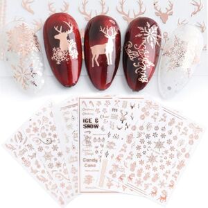 jmeowio 9 Feuilles Noel Stickers Ongles Nail Art Deco Noel Autoadhésif Autocollants Ongles Christmas Décoration Or Rose Flocon de Neige Design Manucure - Publicité jmeowio 9 Feuilles Noel Stickers Ongles Nail Art Deco Noel Autoadhésif Autocollants Ongles Christmas Décoration Or Rose Flocon de Neige Design Manucure - Publicité