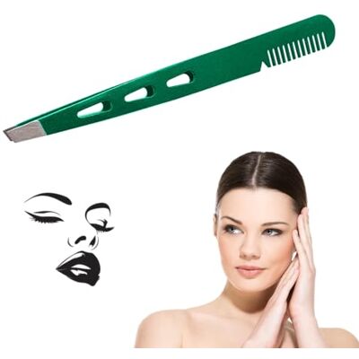 Leddy Living Pince à sourcils professionnelle avec pointe oblique en acier inoxydable – Peigne intégré pour précision dans l'épilation du visage et poils incarnés – Idéal pour hommes et femmes (vert) - Publicité Leddy Living Pince à sourcils professionnelle avec pointe oblique en acier inoxydable – Peigne intégré pour précision dans l'épilation du visage et poils incarnés – Idéal pour hommes et femmes (vert) - Publicité