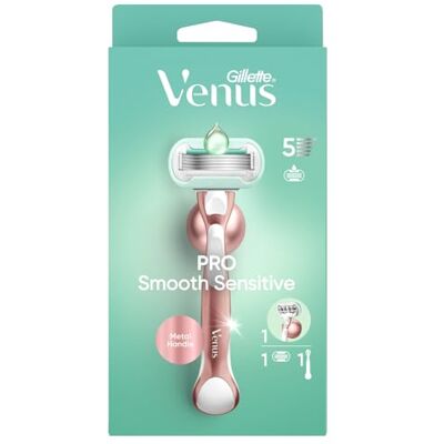 Gillette Deluxe Smooth Sensitive Rosegold Rasoir pour femme 1 lame et 5 lames recouvertes de diamant - Publicité Gillette Deluxe Smooth Sensitive Rosegold Rasoir pour femme 1 lame et 5 lames recouvertes de diamant - Publicité