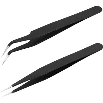 BinXiaoQin Lot de 2 pinces de précision Esd Accessoires de soudure électronique Pince à cils Pince pointue en acier inoxydable Pour pince à épiler fine antistatique Bricolage Courbée Pince à épiler - Publicité BinXiaoQin Lot de 2 pinces de précision Esd Accessoires de soudure électronique Pince à cils Pince pointue en acier inoxydable Pour pince à épiler fine antistatique Bricolage Courbée Pince à épiler - Publicité