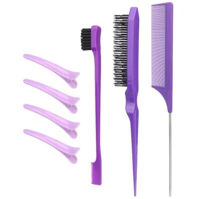 Wilgure Lot de 7 peignes de coiffage pour cheveux, brosse à cheveux taquette, peigne en queue de rat, brosse pour bordures, brosses et peignes - Publicité Wilgure Lot de 7 peignes de coiffage pour cheveux, brosse à cheveux taquette, peigne en queue de rat, brosse pour bordures, brosses et peignes - Publicité