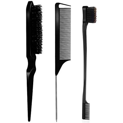 AESIFR Lot de 3 brosses à cheveux avec 3 rangées, brosse à double bord et peigne de séparation robuste pour brosser, peigner et trancher les cheveux (noir) - Publicité AESIFR Lot de 3 brosses à cheveux avec 3 rangées, brosse à double bord et peigne de séparation robuste pour brosser, peigner et trancher les cheveux (noir) - Publicité