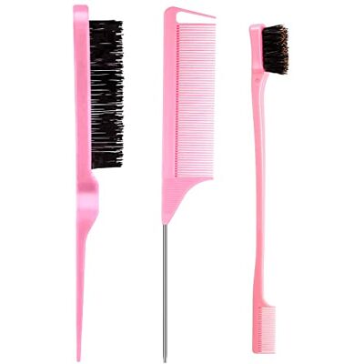 AESIFR Lot de 3 brosses à cheveux en poils – Brosse de coiffage à double bord, brosse à taquiner à 3 rangées et peigne de séparation robuste pour brosser, trancher les cheveux pour coiffeuses et femmes - Publicité AESIFR Lot de 3 brosses à cheveux en poils – Brosse de coiffage à double bord, brosse à taquiner à 3 rangées et peigne de séparation robuste pour brosser, trancher les cheveux pour coiffeuses et femmes - Publicité