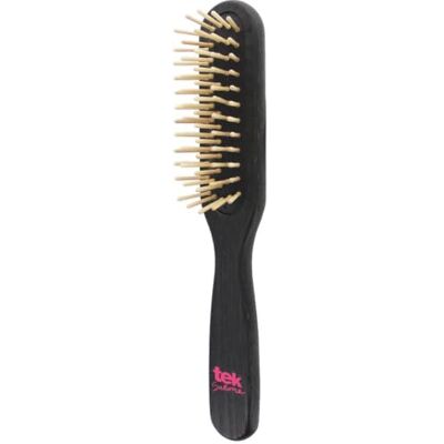 TEK Brosse Rectangulaire en Bois Noir avec Dent Courte Cheveux Courts & Fins - Publicité TEK Brosse Rectangulaire en Bois Noir avec Dent Courte Cheveux Courts & Fins - Publicité