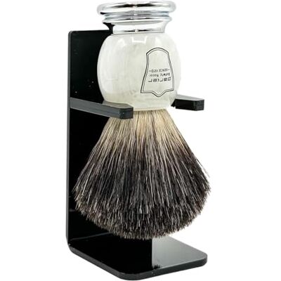 Parker 100% Blaireau Noir de Première Qualité Brosse à raser avec poignée marbré Brosse Support fourni Ivoire - Publicité Parker 100% Blaireau Noir de Première Qualité Brosse à raser avec poignée marbré Brosse Support fourni Ivoire - Publicité