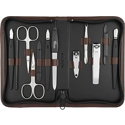 marQus Kit manucure Solingen 12 pièces kit ongle, coupe ongle, limes a ongles professionnelle, pince a epiler, repousse ongles, pousse cuticule, étui en simili-cuir de haute qualité - Publicité marQus Kit manucure Solingen 12 pièces kit ongle, coupe ongle, limes a ongles professionnelle, pince a epiler, repousse ongles, pousse cuticule, étui en simili-cuir de haute qualité - Publicité