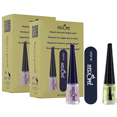 HEROME 2-Pack 3-en-1 Nail Essentials Set (Jaune) Travel Set Soin Réparateur pour les Ongles Secs et Striés Kit Avec Huile Nourissante pour Ongles, Lime à Ongles et Base Coat - Publicité HEROME 2-Pack 3-en-1 Nail Essentials Set (Jaune) Travel Set Soin Réparateur pour les Ongles Secs et Striés Kit Avec Huile Nourissante pour Ongles, Lime à Ongles et Base Coat - Publicité