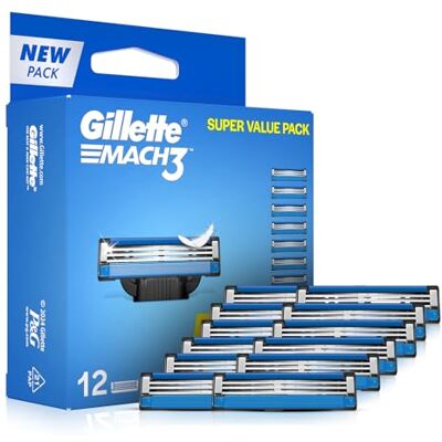 Gillette Mach3 blades 12 cartouches - Publicité Gillette Mach3 blades 12 cartouches - Publicité
