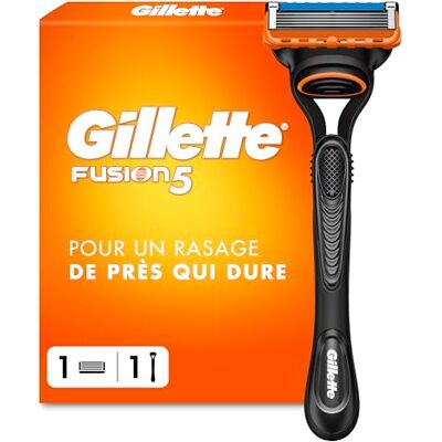 Gillette Rasoir Homme Fusion 5, avec 1 Cartouche, Noir – Manche Réutilisable, Tête de Rechange à 5 Lames en Acier Inoxydable pour un Rasage Confortable, Garde-Confort à Micro-Lamelles - Publicité Gillette Rasoir Homme Fusion 5, avec 1 Cartouche, Noir – Manche Réutilisable, Tête de Rechange à 5 Lames en Acier Inoxydable pour un Rasage Confortable, Garde-Confort à Micro-Lamelles - Publicité