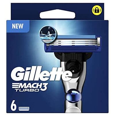 Gillette Gilette Recharges de lames de rasoir pour homme Mach3 Turbo La paquet de 6 lames - Publicité Gillette Gilette Recharges de lames de rasoir pour homme Mach3 Turbo La paquet de 6 lames - Publicité