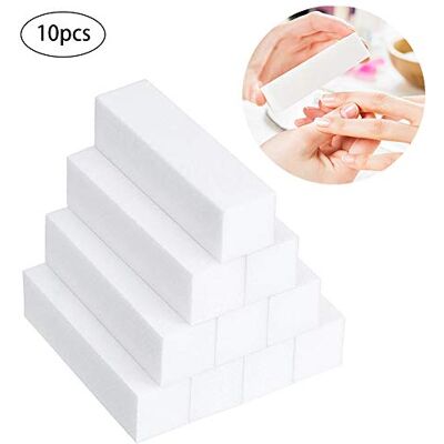 SBYMX Carré éponge Lime à ongles Art Tampon de polissage Bloc de pon?age grain Manucure Polissoir Nail Art Outil Blanc 10?pcs - Publicité SBYMX Carré éponge Lime à ongles Art Tampon de polissage Bloc de pon?age grain Manucure Polissoir Nail Art Outil Blanc 10?pcs - Publicité