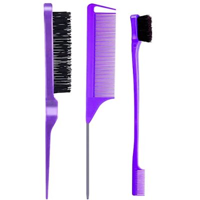 AESIFR Ensemble de coiffure 3 pièces : brosse à taquiner à poils, brosse à double bord et peigne à séparer pour brosser, peigner et trancher les cheveux (violet) - Publicité AESIFR Ensemble de coiffure 3 pièces : brosse à taquiner à poils, brosse à double bord et peigne à séparer pour brosser, peigner et trancher les cheveux (violet) - Publicité
