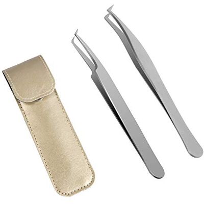 Lunamoon Pince Extension Cils Pince à épiler pour cils Extension à bouts Pointus droit et courbé Nipper 2pcs Professionnel en acier inoxydable Brucelles de précision Set (tweezers set04) - Publicité Lunamoon Pince Extension Cils Pince à épiler pour cils Extension à bouts Pointus droit et courbé Nipper 2pcs Professionnel en acier inoxydable Brucelles de précision Set (tweezers set04) - Publicité
