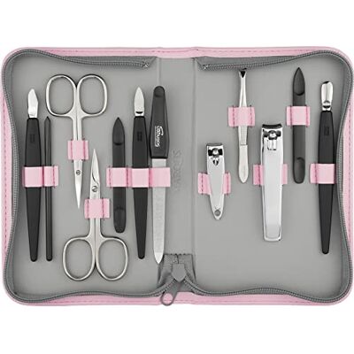 marQus Kit manucure Solingen 12 pièces kit ongle, coupe ongle, limes a ongles professionnelle, pince a epiler, repousse ongles, pousse cuticule, étui en simili-cuir de haute qualité - Publicité marQus Kit manucure Solingen 12 pièces kit ongle, coupe ongle, limes a ongles professionnelle, pince a epiler, repousse ongles, pousse cuticule, étui en simili-cuir de haute qualité - Publicité