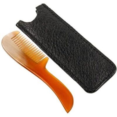 Parker Véritable 100% Corne Mustache et Barbe peigne avec étui en cuir De - Publicité Parker Véritable 100% Corne Mustache et Barbe peigne avec étui en cuir De - Publicité