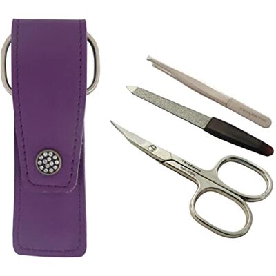Tenartis Set Manucure 3 pièces en Cuir Violet avec Ciseaux à Ongles, Lime et Pince à épiler 315 Fabriqué en Italie - Publicité Tenartis Set Manucure 3 pièces en Cuir Violet avec Ciseaux à Ongles, Lime et Pince à épiler 315 Fabriqué en Italie - Publicité