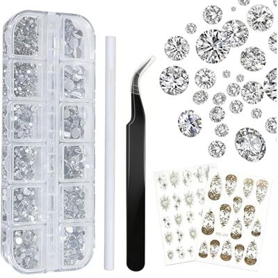 Yagaspantery 1440 Pièces Strass Ongle Nail Art, 2PCS Autocollants Ongles Français, Pierres à paillettes, Strass Ongle Nail Art avec Bijoux Ongles, Compris Une Pince à épiler,pour Manucure Décoration - Publicité Yagaspantery 1440 Pièces Strass Ongle Nail Art, 2PCS Autocollants Ongles Français, Pierres à paillettes, Strass Ongle Nail Art avec Bijoux Ongles, Compris Une Pince à épiler,pour Manucure Décoration - Publicité