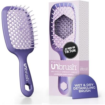 FHI Heat UNbrush Brosse Démêlante à Cheveux Secs ou Mouillés, Brosse à Cheveux Aérée, Brossage sans Douleur, Tous Types de Chevelure, Picots DuoFlex Antistatiques, Manche Léger, Violet Foncé Lavande - Publicité FHI Heat UNbrush Brosse Démêlante à Cheveux Secs ou Mouillés, Brosse à Cheveux Aérée, Brossage sans Douleur, Tous Types de Chevelure, Picots DuoFlex Antistatiques, Manche Léger, Violet Foncé Lavande - Publicité